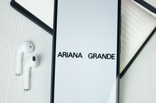 New York, USA - 30 June 2024: Ariana Grande Logo or Icon on Phone Screen