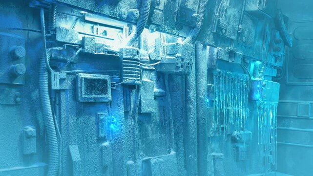 Corridor In Frozen Environment Moving Shot