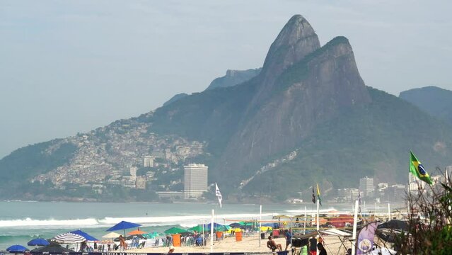 Ipanema Beach landscape in a beautiful summer day