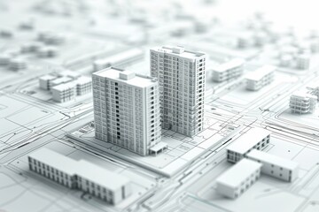 3d wireframe city buildings  urban architecture   real estate industry design concept