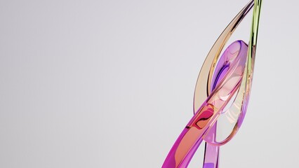 3D Abstract background on light background, gradient glass with purple dispersion, Iridescent design element for banner background.