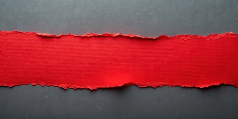 Torn red paper on dark grey background for message or advertisement design , torn, red, paper, half, sheet