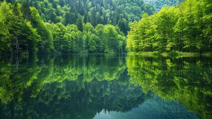 Quiet place surrounded by green trees generative ai