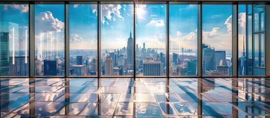 Modern Skyscraper Interior with City View