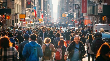 Large Crowd of People Walking the Streets generative ai