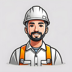 Construction worker logo icon on white background, Generative AI