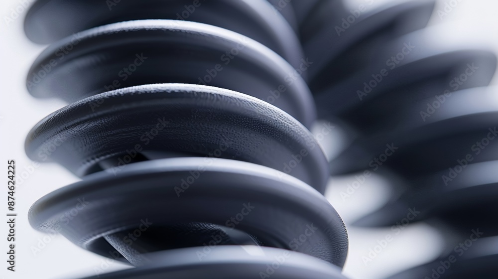 Poster a detailed image of a rubber suspension spring displaying the elasticity and flexibility of the mate