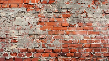 An old red brick wall with a few missing bricks background