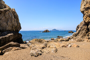 日出の石門近景　愛知県田原市