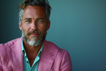 Fototapeta premium Confident Middle-Aged Businessman in Vibrant Attire