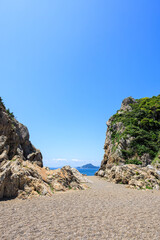 日出の石門近景　愛知県田原市