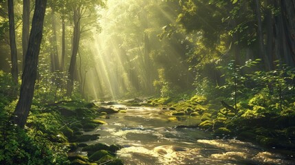 Obraz premium river winding through the forest generative ai