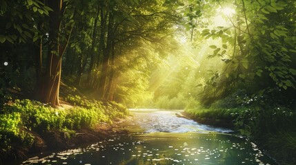 Obraz premium river winding through the forest generative ai