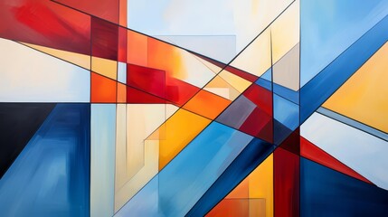 Fototapeta premium A geometric abstraction with sharp lines and bright blocks of primary colors