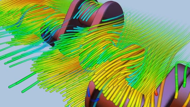 CFD simulation Computational fluid dynamics - Diesel engine crankshaft cooling airflow simulation