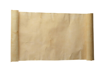 Scroll of old parchment paper isolated on white