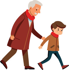 Fototapeta premium A man and a boy are walking together