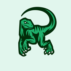 Raptor with R shape modern logo © Obli
