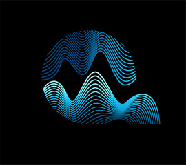 Modern wave logo with geometric style and gradient color.