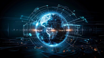 Obraz premium A digital illustration of a globe with language symbols swirling around it, representing the power of translation. copy space for text, focus cover all adject, deep dept of field, nodust