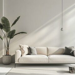 modern living room interior in front of the empty wall