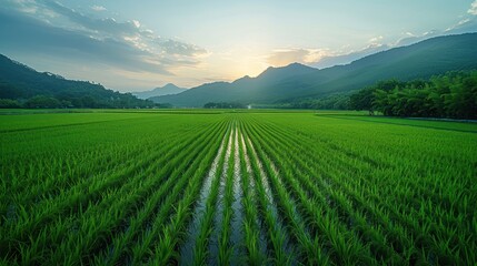 Fototapeta premium Rice Paddy Field Landscape