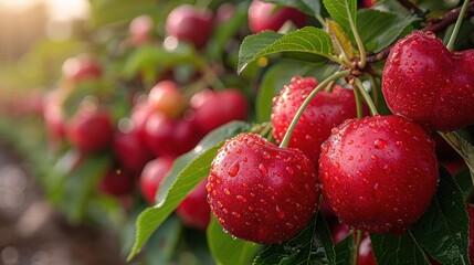 Obraz premium Fresh Ripe Cherries