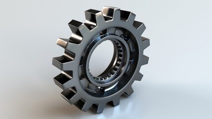 3d render black colored gear on a black background