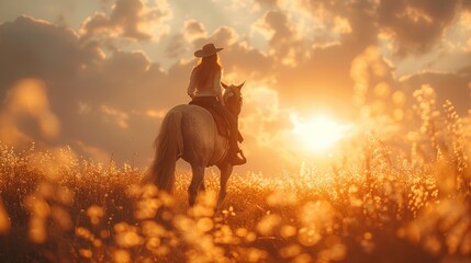Silhouetted Rider at Sunset