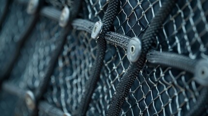 The edges of the cargo net are lined with metal grommets providing additional reinforcement and durability. Each grommet is carefully aligned to ensure maximum strength.