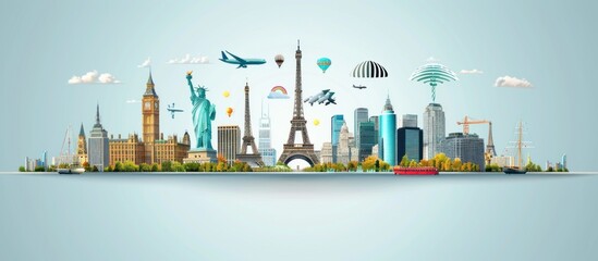 World Landmarks Skyline Illustration