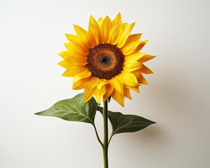 Fototapeta premium A single, vibrant sunflower against a stark, white backdrop