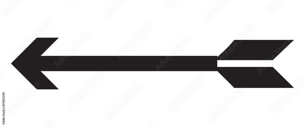 Poster straight long arrow icon, left thin line, black cursor, horizontal element, thick pointer vector ico