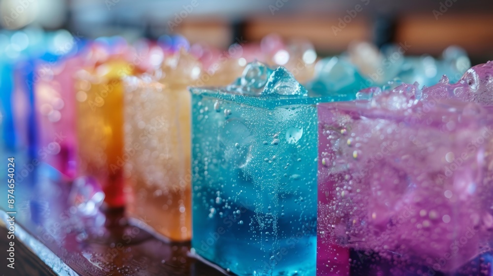 Poster A row of colorful ice baths each labeled with different mental states such as focus and calm promoting the use of cold water immersion for mental clarity.