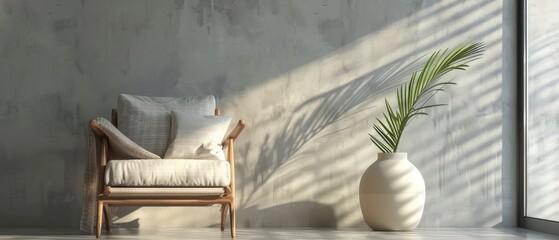 modern living room interior design with armchair and vase featuring an elegant and sophisticated atmosphere