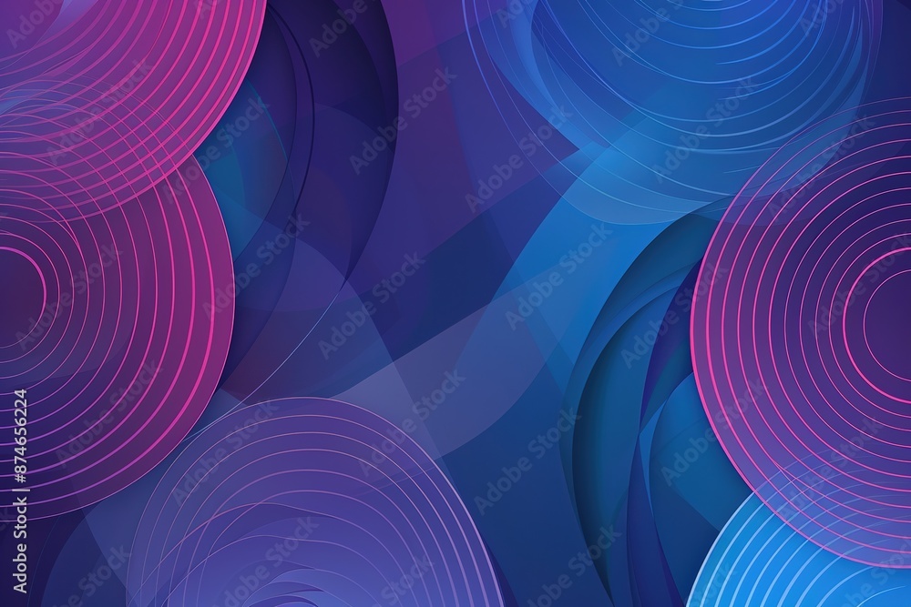 Aufkleber blue and purple gradient background with simple lines and shapes forming abstract circular patterns.