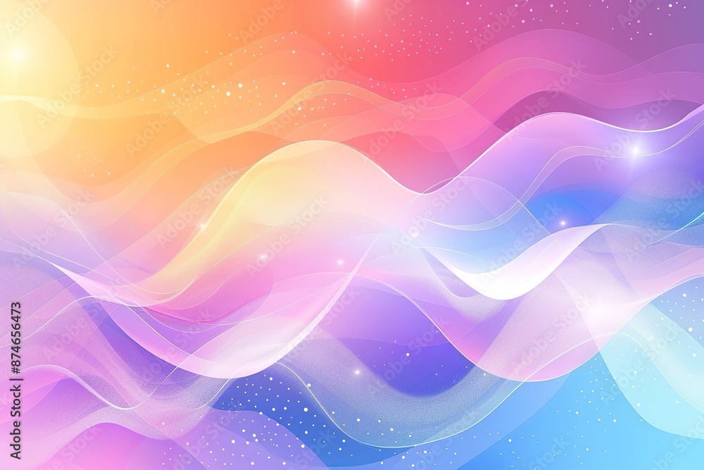 Poster colorful background with a gradient of light blue and orange colors in the gradient style, soft line