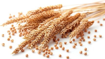 Amaranth grains clipart, health food element, realistic illustration, beige, isolated on white background