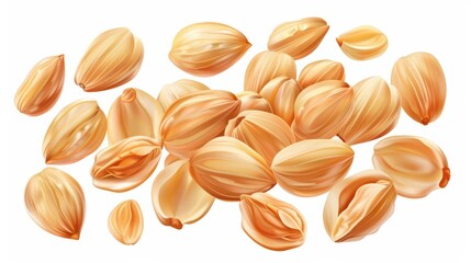 Apricot kernels clipart, superfood element, realistic illustration, beige, isolated on white background