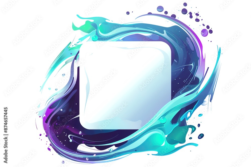 Poster simple vector icon of a blank square with rounded corners and blue wheels on a white background