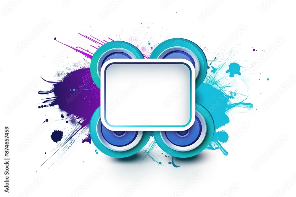 Poster simple vector icon of a blank square with rounded corners and blue wheels on a white background