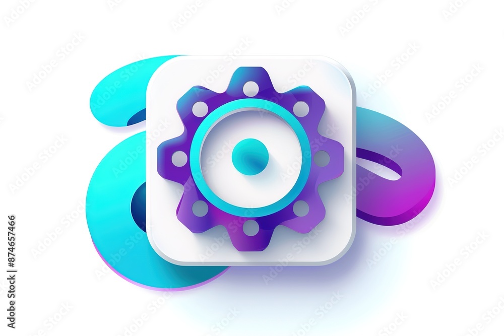 Poster simple vector icon of a blank square with rounded corners and blue wheels on a white background