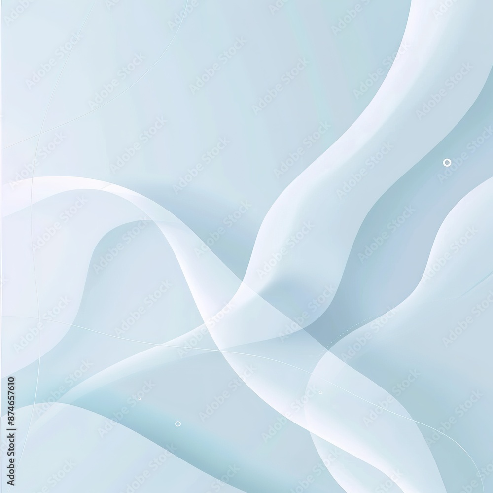 Poster vector background with a light blue gradient and simple wave lines, white color palette, minimalisti