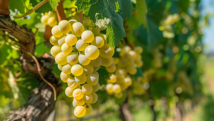 Fototapeta premium Wine Country Wonder: A Sauvignon Blanc Grape Bush in the Vineyard