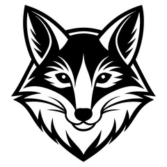 A black and white  fox vector art illustration