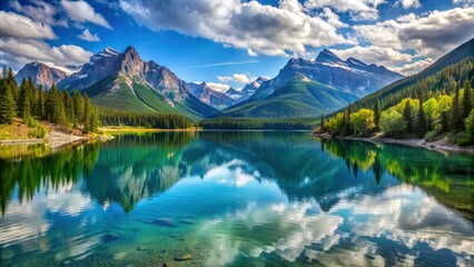 Scenic view of a tranquil lake surrounded by majestic mountains , nature, landscape, water, reflection, serene, outdoors