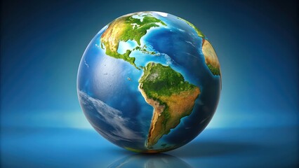 Fototapeta premium Realistic rendering of Earth globe with focus on South America , Earth, globe, planet, South America, continents, map