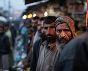 Obraz premium Documentary Photography capturing the spirit of a bustling outdoor market, every face telling a story of life and livelihood.