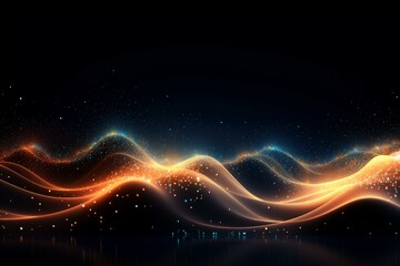 Vibrant digital wallpaper of flowing energy waves and sparkling lights against a dark backdrop