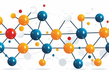 Obraz premium Abstract molecular structure with colorful atoms, scientific illustration, modern design, educational and creative, detailed and engaging, chemistry-themed composition.
